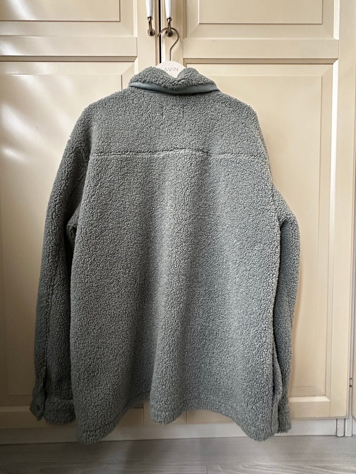 Pastel yeşik renk peluş ceket - Görsel 3