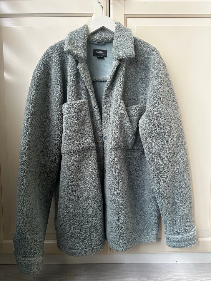 Pastel yeşik renk peluş ceket - Görsel 2