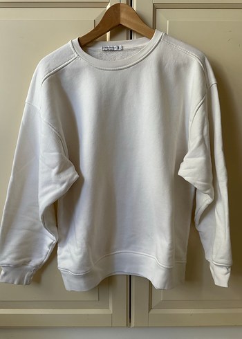 Kadın Beyaz Pamuklu Salaş Sweatshirt