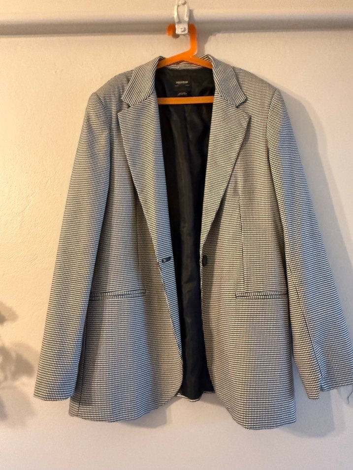 Düğmeli Gri Midi Kadın Blazer Ceket - Görsel 3