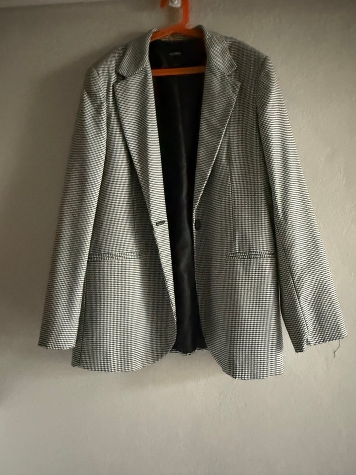 Düğmeli Gri Midi Kadın Blazer Ceket - Görsel 2