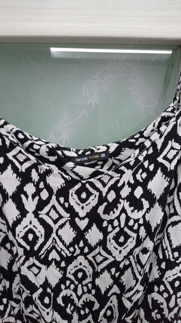 Siyah Beyaz Bağcıklı Bohem Tulum - Görsel 4