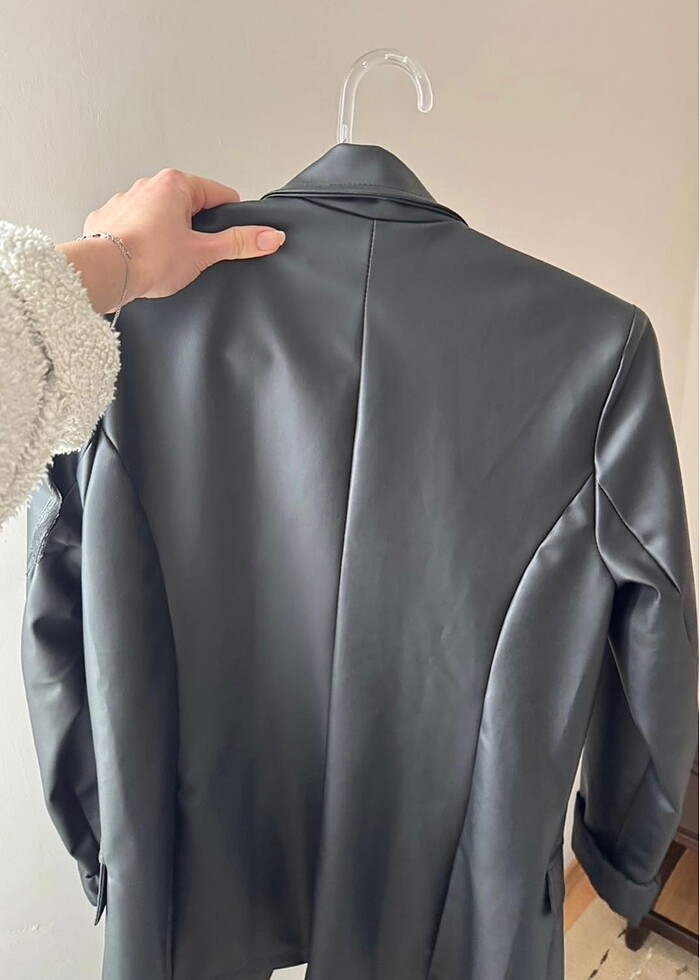 Suni deri blazer - Görsel 3