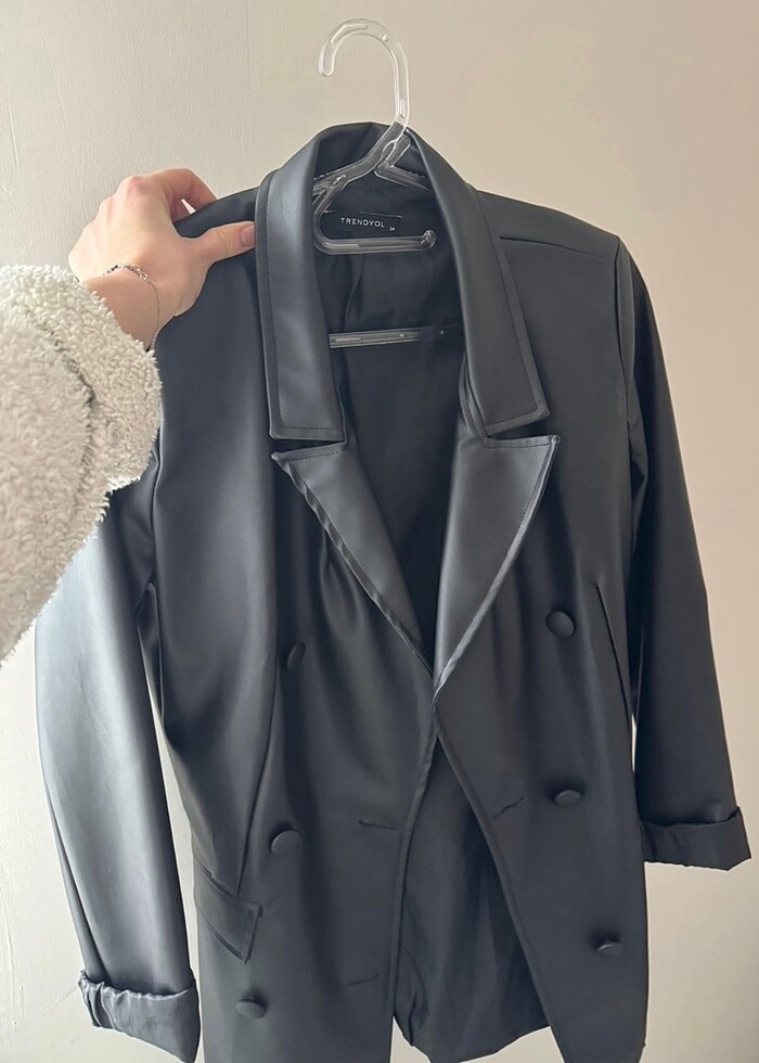 Suni deri blazer - Görsel 2