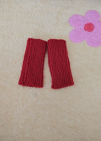 Kırmızı Örme Parmaksız Kadın Eldiveni - Görsel 8
