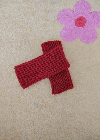 Kırmızı Örme Parmaksız Kadın Eldiveni - Görsel 5