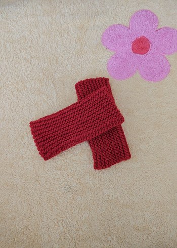 Kırmızı Örme Parmaksız Kadın Eldiveni - Görsel 6