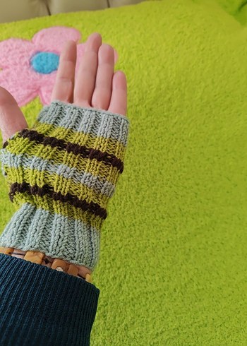 Bohem Çok Renkli Örgü Kadın Eldiveni - Görsel 5