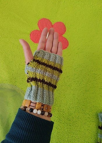 Bohem Çok Renkli Örgü Kadın Eldiveni - Görsel 2