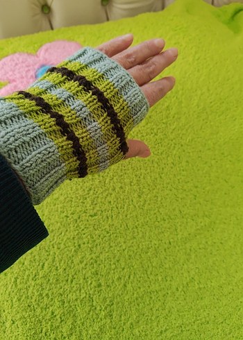 Bohem Çok Renkli Örgü Kadın Eldiveni - Görsel 6
