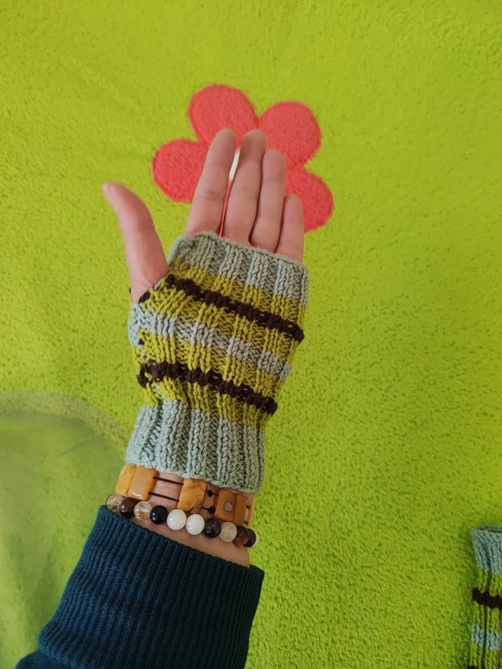 Bohem Çok Renkli Örgü Kadın Eldiveni - Görsel 2
