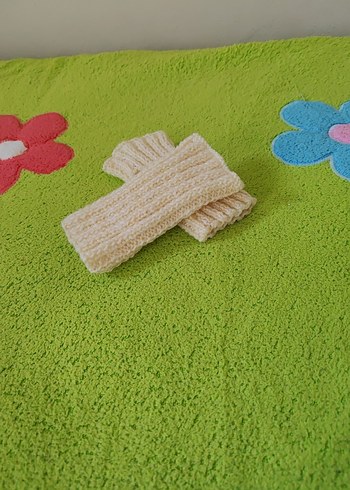 Beyaz Örgü Bohem Kadın Eldiveni - Görsel 9