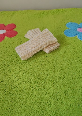 Beyaz Örgü Bohem Kadın Eldiveni - Görsel 13