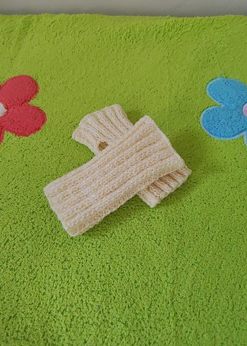 Beyaz Örgü Bohem Kadın Eldiveni - Görsel 10