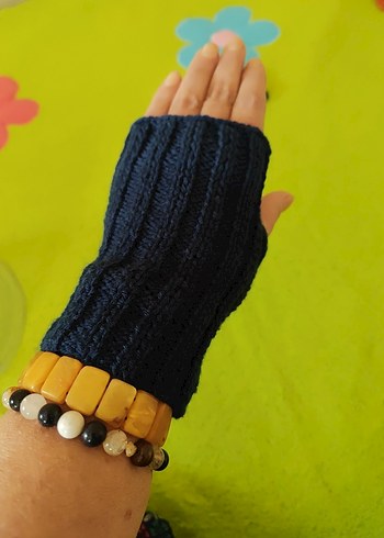 Kadın Lacivert Örgü Parmaksız Eldiven - Görsel 2