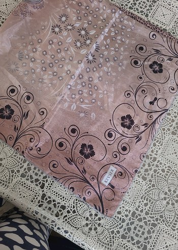 Beden pembe Renk Dantel Detaylı Vintage Kadın Fular