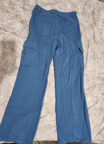 40 Beden Mavi kargo pantolon straight fit