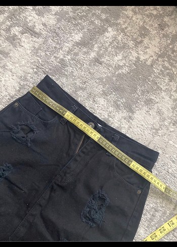 SİYAH YIRTIK KOT ETEK - Görsel 5