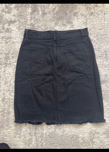 SİYAH YIRTIK KOT ETEK - Görsel 3