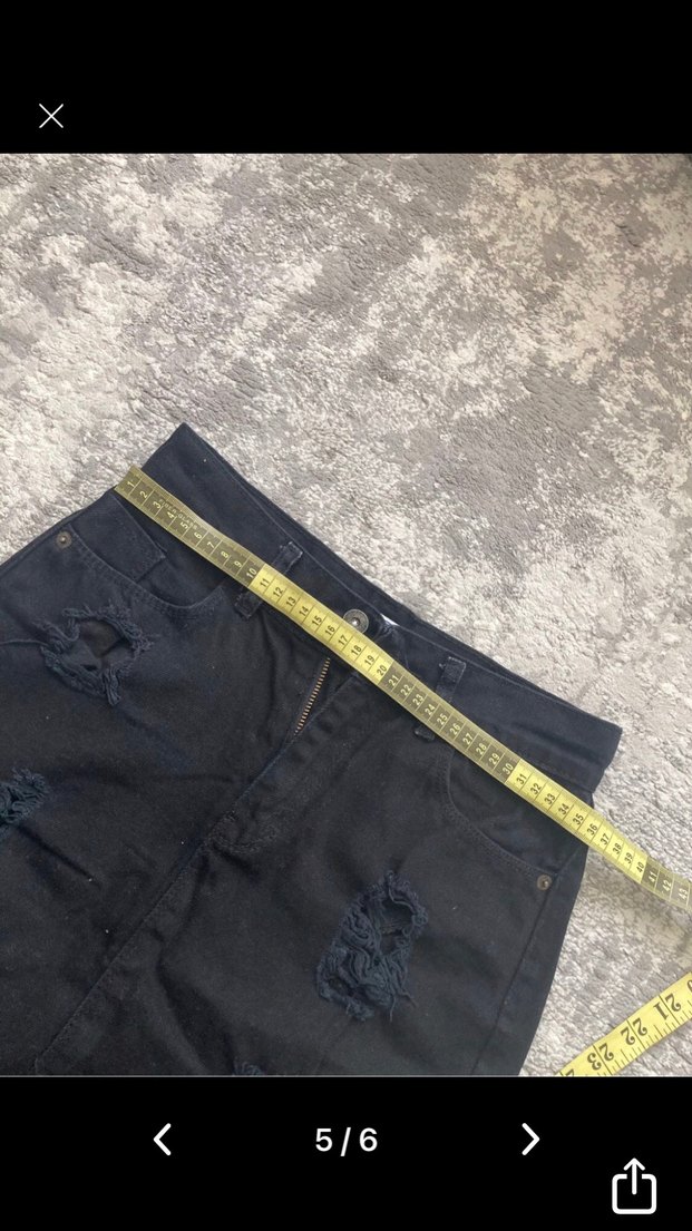 SİYAH YIRTIK KOT ETEK - Görsel 5