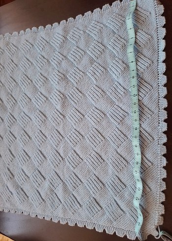 açık mavi Örgü Çocuk Battaniyesi - Görsel 3