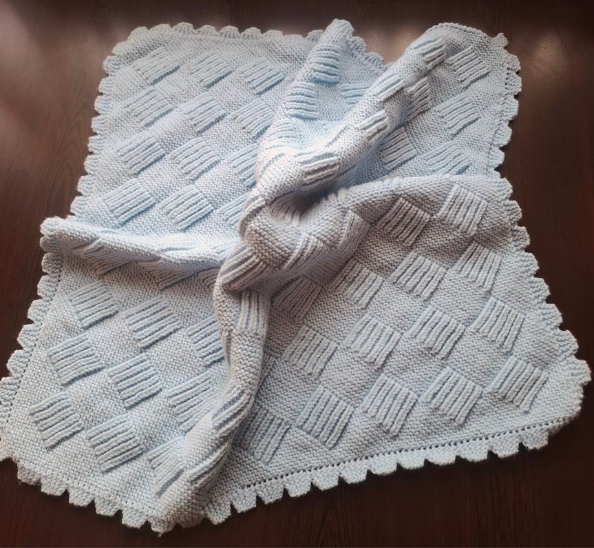 açık mavi Örgü Çocuk Battaniyesi - Görsel 2