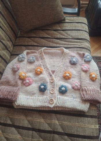 Bohem Tarzı Nakışlı Kız Örgü Yelek - Görsel 2