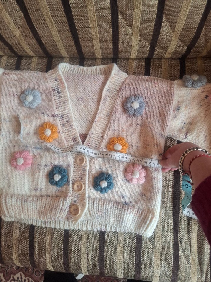 Bohem Tarzı Nakışlı Kız Örgü Yelek - Görsel 5