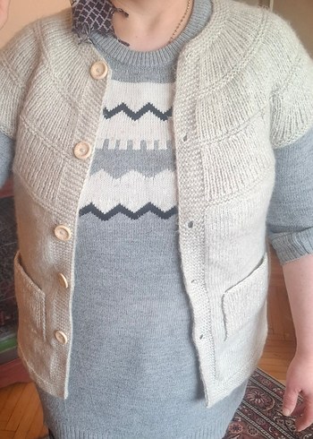 Gri Örgü Düğmeli Kolsuz Hırka - Görsel 2