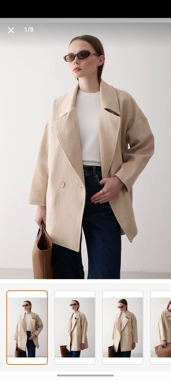 Bej Kadın Midi Yün Kaban - Görsel 3