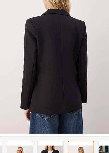 Kadın Siyah Uzun Kesim Düğmeli Blazer - Görsel 3