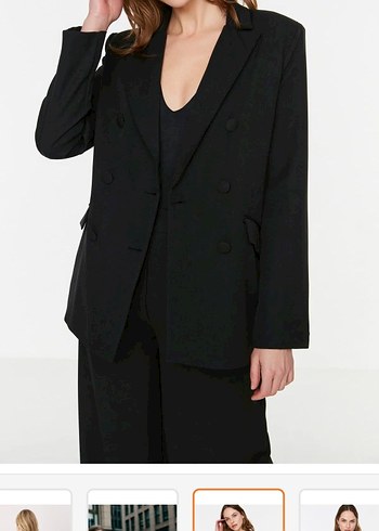 Kadın Siyah Uzun Kesim Düğmeli Blazer - Görsel 2