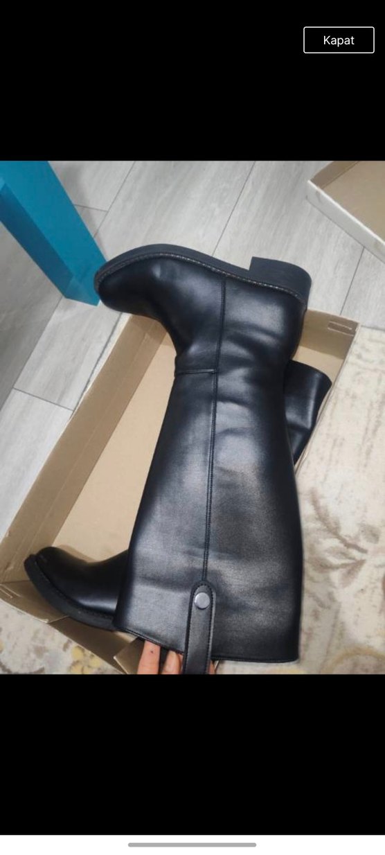 Kadın Siyah Deri Dizüstü Çizme - Görsel 3