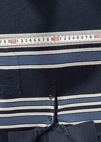 Lacivert Çizgili Kısa Kollu Polo Tişört - Görsel 3