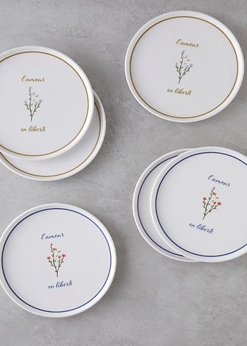 English Home Çiçek Desenli Beyaz Yemek Tabağı Seti