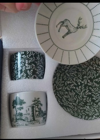 English Home Yeşil Desenli Kahve Fincanı Seti