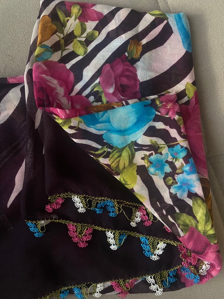 İğne oyası yazma Zincir Detaylı Çok Renkli - Görsel 2