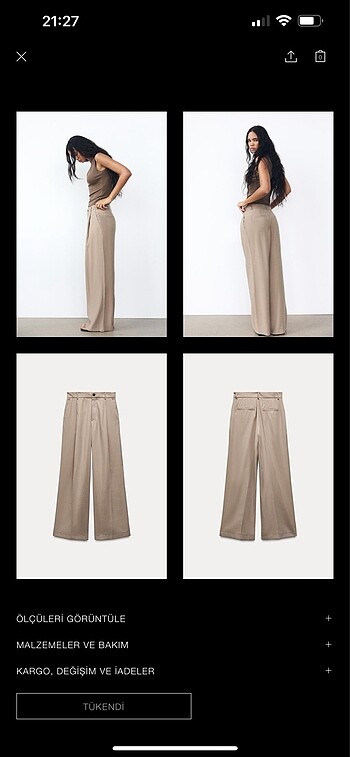 xs Beden Zata loose fit pantolon