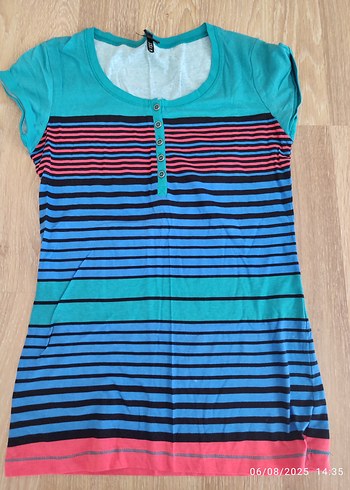Düğmeli renkli vintage bluz