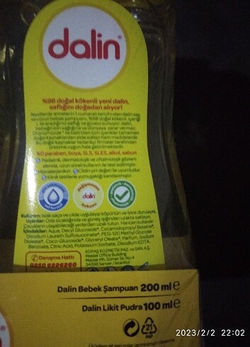 Beden Renk Dalin şampuan ve likit pudra