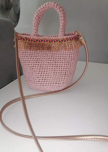 Beden Püsküllü Pembe Bohem Kadın Mango model Çanta