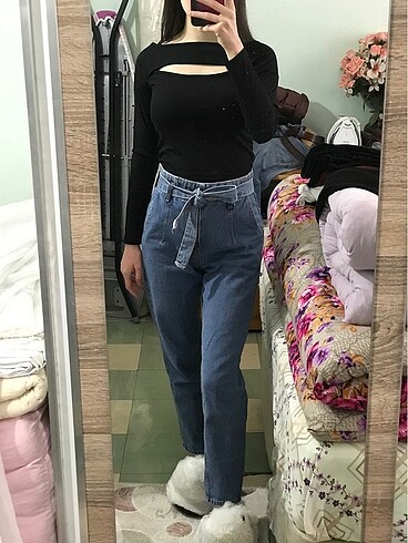 Mavi kurdele mom jean