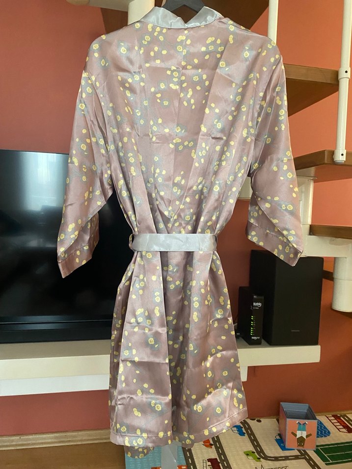 Avon Bohem Tarz Uzun Gri Kadın Sabahlık - Görsel 3