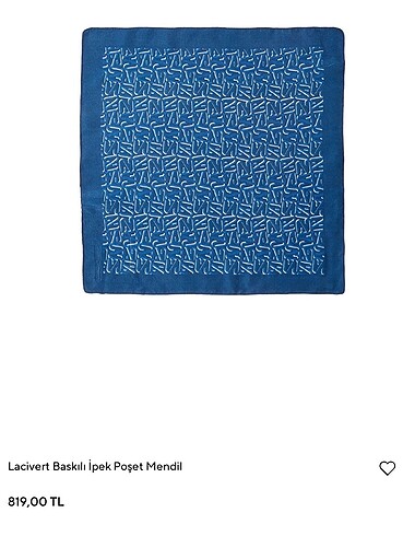 Lacivert Baskili ipek Poset Mendil