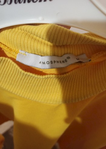 Sarı Kadın Sweatshirt, Bisiklet Yaka, Rahat Kesim - Görsel 3