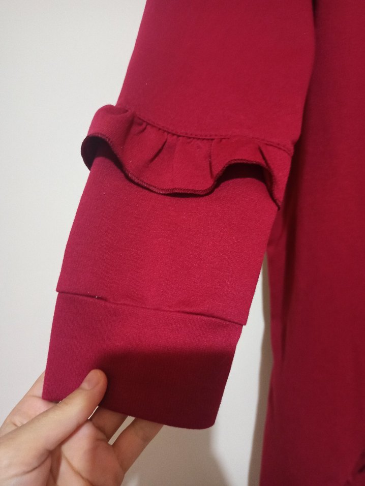 Bordo Fırfırlı Uzun Kollu Salaş Tunik - Görsel 5