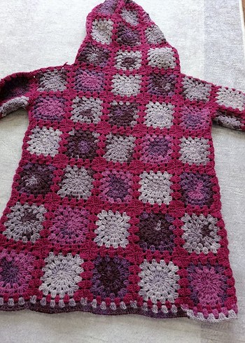 Kapüşonlu, Uzun, Bohem Kadın Hırka - Görsel 2