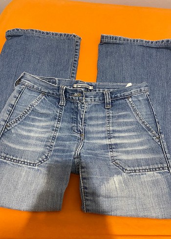 Mavi Baskılı Rahat Kesim bayan Kot Pantolon - Görsel 2