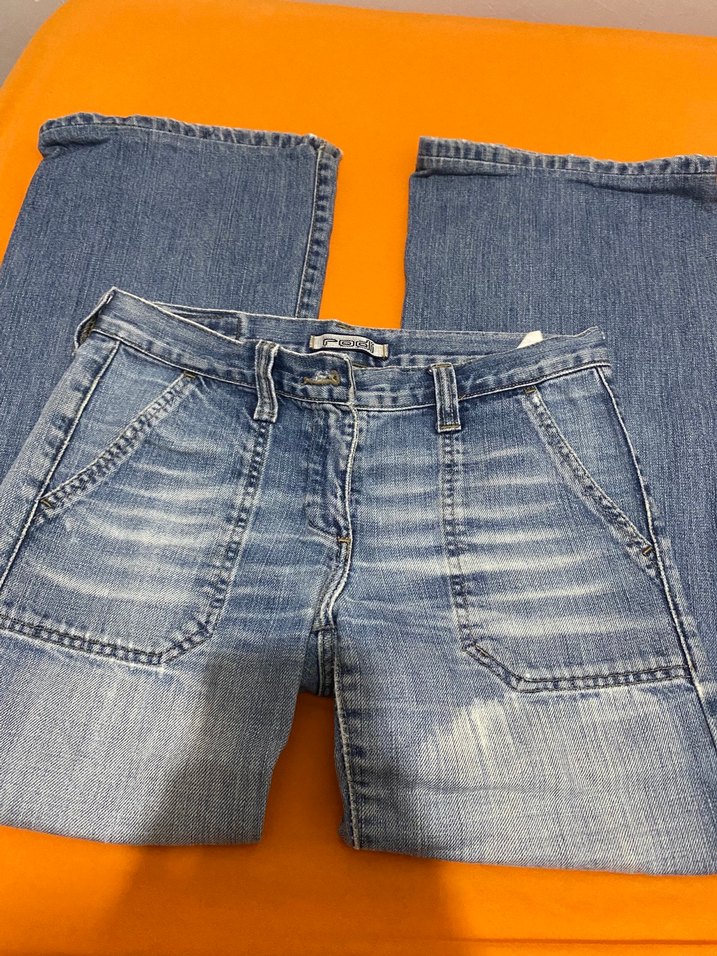 Mavi Baskılı Rahat Kesim bayan Kot Pantolon - Görsel 2