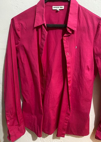 Düğmeli V Yaka Pembe Uzun Kollu Kadın Gömlek - Görsel 5